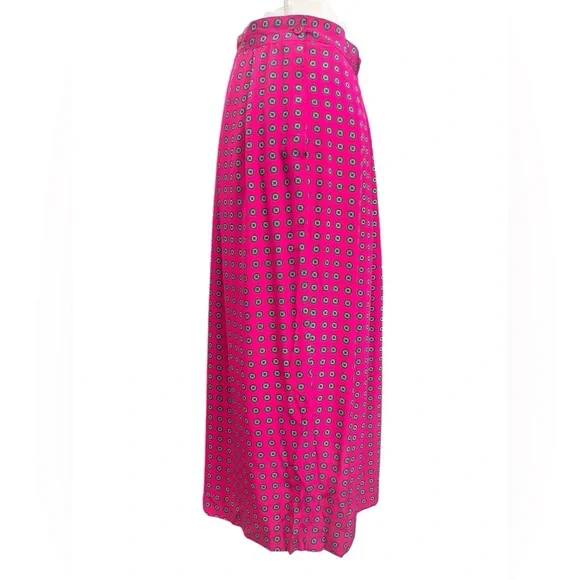 J.G. Hook Pink 100% Silk Midi Skirt Geometric Print Pleated Size 10 - Picture 7 of 10